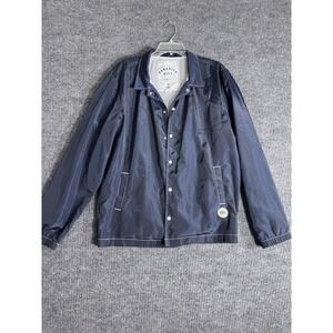 Paradise City Men's Navy Blue Windbreaker Jacket Snap Front Collared Size M